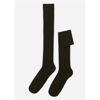 Lange gerippte Herrensocken mit Wolle und Cashmere