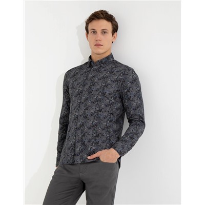 Yeşil Slim Fit Uzun Kollu Gömlek