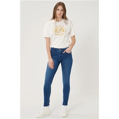 Wrangler Kadın Mavi Skinny Fit Denim Esnek Jean Kot Pantolon W28K