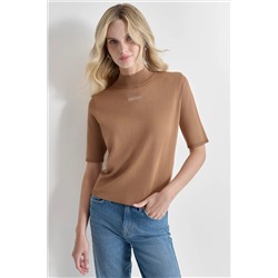 MOCK NECK LOGO SWEATER