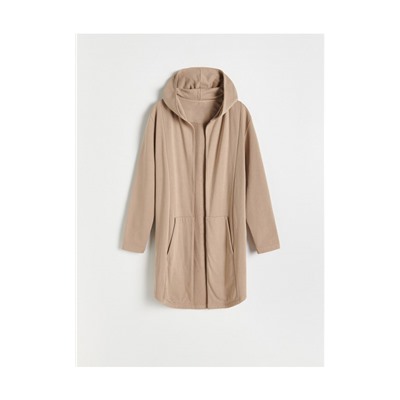 Lange Kapuzenjacke