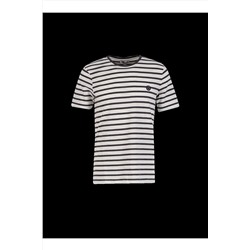 Lee Cooper Davies Erkek Bisiklet Yaka T-shirt Off White Çizgili 222 LCM 242045