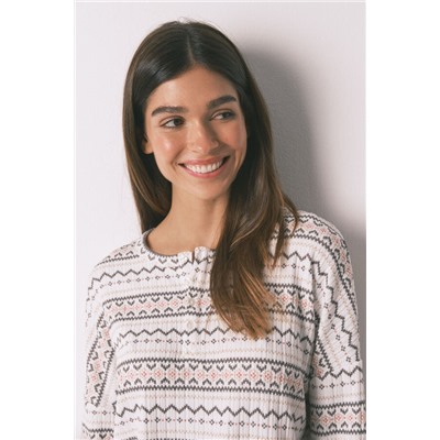 Pijama largo punto cálido suave cenfas multicolor