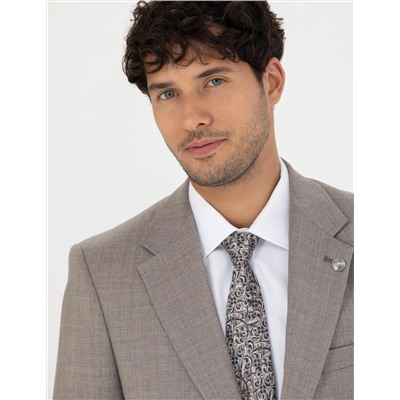 %100 Yün Açık Kahverengi Slim Fit Takım Elbise
