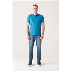 Koyu Mavi %100 Pamuk Serin Tutan Polo Yaka T-Shirt