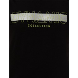 Siyah Slim Fit Baskılı Bisiklet Yaka Tişört