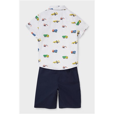 Set - Hemd und Shorts - Leinen-Mix