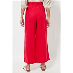 Pantalón wide leg de lino cintura alta - Rojo