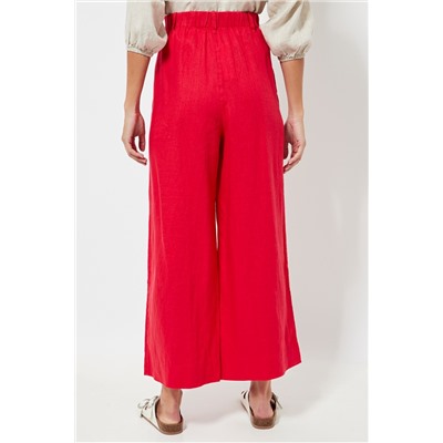 Pantalón wide leg de lino cintura alta - Rojo