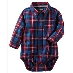 Plaid Button-Front Bodysuit