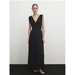 Vestido cruzado plisado