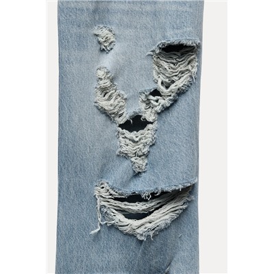 RIPPED MID-RISE WIDE-LEG TRF JEANS
