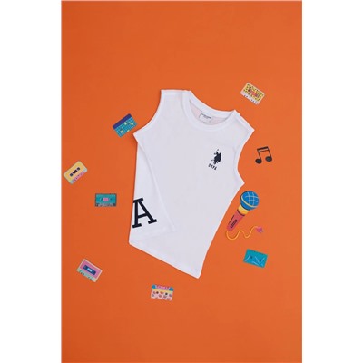 U.S. Polo Assn., Erkek Çocuk Beyaz Kolsuz Bisiklet Yaka Tişört 50284815-vr013
