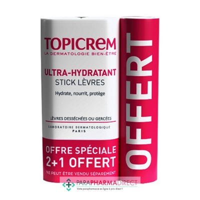 Topicrem Ultra-Hydratant Stick Lèvres Peaux Sensibles - LOT de 3x5gLot  × 3
