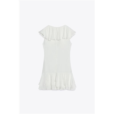 SHORT RUFFLED DRESS WITH TIE