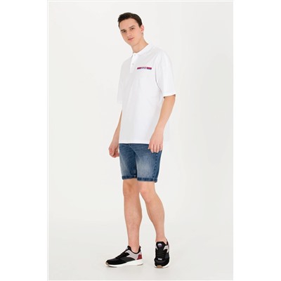 Erkek Beyaz Oversize Polo Yaka Tişört