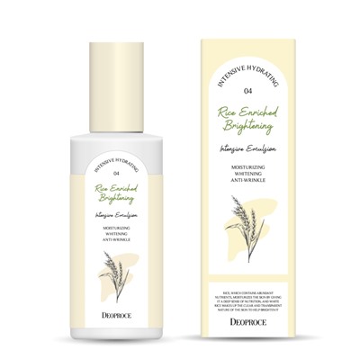 DEOPROCE RICE ENRICHED BRIGHTENING INTENSIVE EMULSION Интенсивная осветляющая эмульсия для лица с экстрактами злаковых культур 200мл