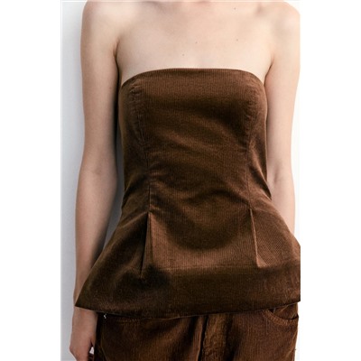 CORDUROY STRAPLESS TOP