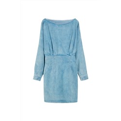 Vestido vaquero efecto doble prenda Azul claro