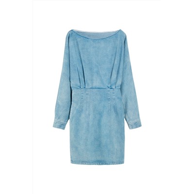 Vestido vaquero efecto doble prenda Azul claro