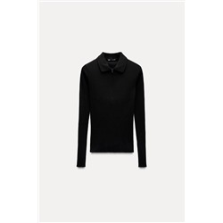 RIBBED POLO NECK T-SHIRT
