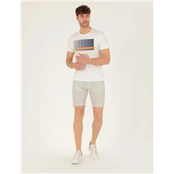 Gri Slim Fit Beli Lastikli Şort