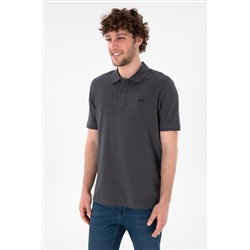 Erkek Regular Fit Polo Yaka Antrasit Basic Tişört