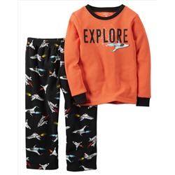 2-Piece Cotton & Fleece PJs