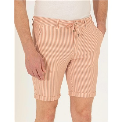 Turuncu Slim Fit Beli Lastikli Şort