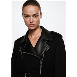 Abrigo biker lana -  Mujer | MANGO OUTLET Melilla