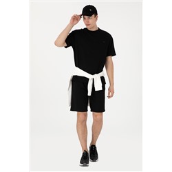 Erkek Comfort Fit Bisiklet Yaka Siyah Tişört