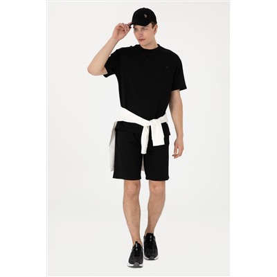 Erkek Comfort Fit Bisiklet Yaka Siyah Tişört