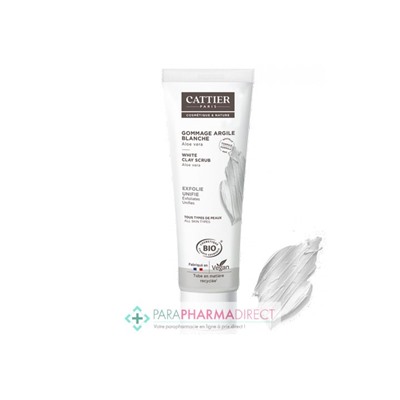 Cattier Gommage Argile Blanche Aloe Vera Tous Types de Peaux BIO 100ml