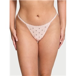 Cotton Pointelle Lace-Trim V-String Panty