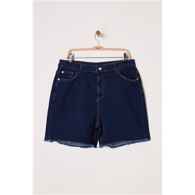 Açık Mavi Yüksek Bel Esnek Skinny Denim Şort & Bermuda TBBSS22AP0008