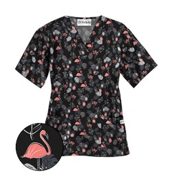 UA Stand Tall Black Print Scrub Top
