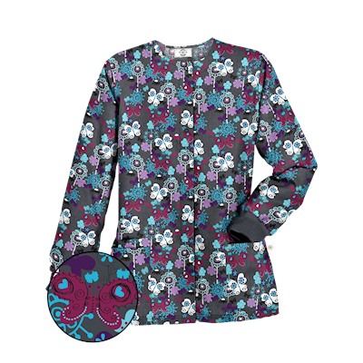 Happy Scrubs® Oh Happy Day Pewter Print Scrub Jacket