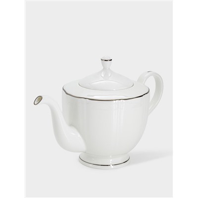 Чайник заварочный, 1,1 л, фарфор F, белый, с серебристым кантом, Lotus silver