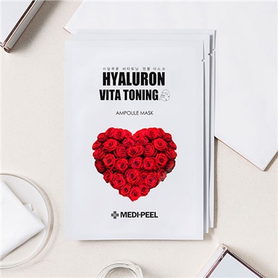 Hyaluron Vita Toning Ampoule Mask, Осветляющая выравнивающая тон маска