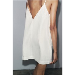 ZW COLLECTION EMBROIDERED LINEN BLEND DRESS