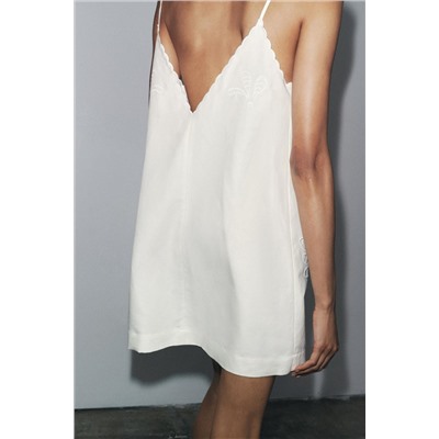 ZW COLLECTION EMBROIDERED LINEN BLEND DRESS