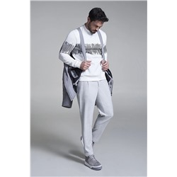Avva Erkek Beyaz Bisiklet Yaka Interlok Kumaş Baskılı Standart Fit Normal Kesim Sweatshirt A32y1312 A32Y1312