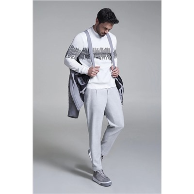 Avva Erkek Beyaz Bisiklet Yaka Interlok Kumaş Baskılı Standart Fit Normal Kesim Sweatshirt A32y1312 A32Y1312