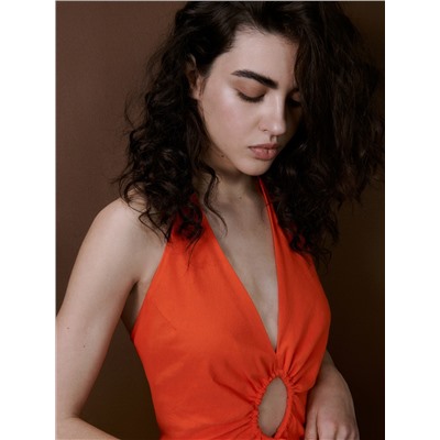 Midikleid aus Leinenmischung