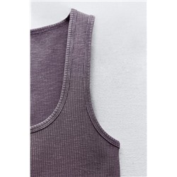 FADED-EFFECT RIBBED CROP TOP