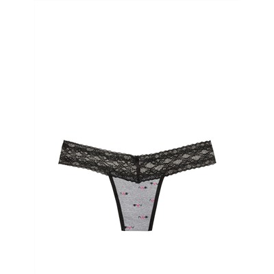 STRETCH COTTON Lace-waist Thong Panty