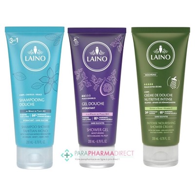 Laino Shampooing Douche Monoï + Gel Douche Figue + Crème de Douche Olive 3x200mlLot  × 3