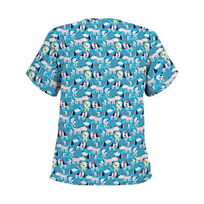 UA Puppy Love Turquoise Print Scrub Top