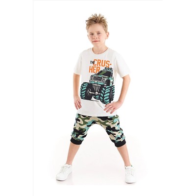 Mushi Monster Car Erkek Çocuk T-shirt Kapri Şort Takım MS-22Y2-034