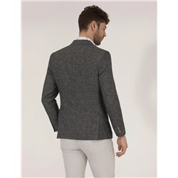 Antrasit Ekstra Slim Fit Keten Karışımlı Ceket